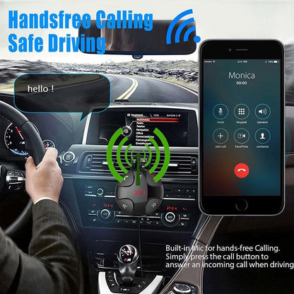 FM Digital Wireless Handsfree Bluetooth 3.0 Car Kit Adapter Charger MP3 Player FM Radio Transmitter In-car Bluetooth Music Receiver for Smartphone Tablet