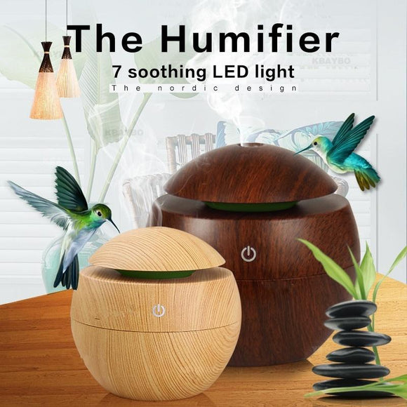 2020 USB Aroma Essential Oil Diffuser Ultrasonic Cool Mist Humidifier Air Purifier 7 Color Change LED Night light for Office Home