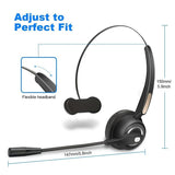 Office Headset with Microphone,12hrs Talking Time Trucker Wireless Bluetooth Headphones, Noise Cancelling Headset for Cell Phone,Computer,Call Center,Study Online
