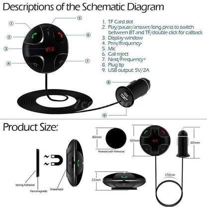 FM Digital Wireless Handsfree Bluetooth 3.0 Car Kit Adapter Charger MP3 Player FM Radio Transmitter In-car Bluetooth Music Receiver for Smartphone Tablet