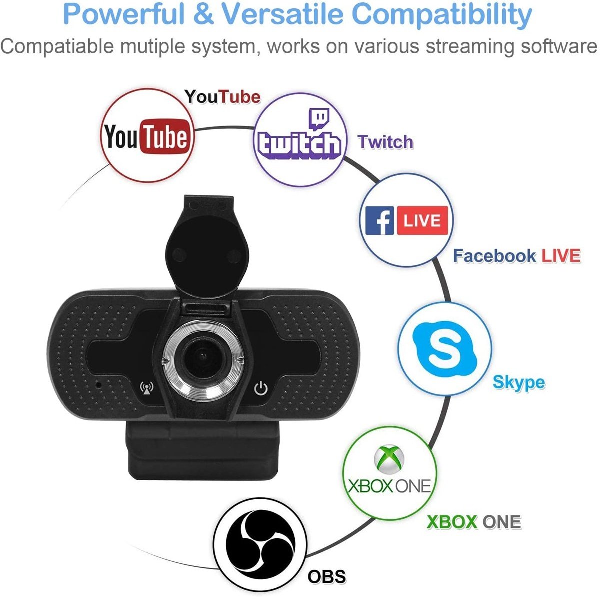 Webcam with Microphone,1080P HD PC Webcam with Privacy Cover and Tripod, USB Camera for Video Calling Recording Conferencing