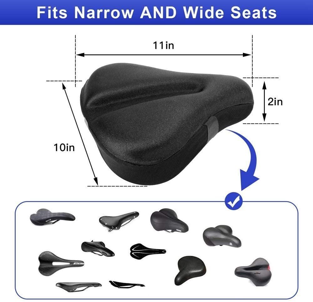 Exercise Bike Seat Cover - Large Wide Foam &amp; Gel Padded Bicycle Saddle Cushion for Women Men Everyone, Bicycle Seat Cover for Exercise Bike Spin Bike Cruiser Bike Indoor Cycling