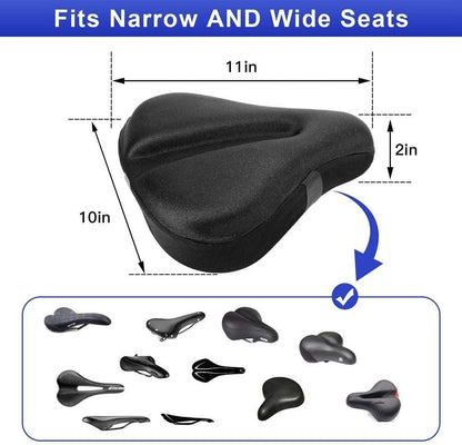 Exercise Bike Seat Cover - Large Wide Foam &amp; Gel Padded Bicycle Saddle Cushion for Women Men Everyone, Bicycle Seat Cover for Exercise Bike Spin Bike Cruiser Bike Indoor Cycling