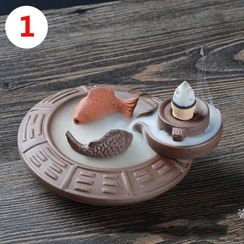 Chinese Characteristic style Ceramic Sculpture  Backflow Waterfall Smoke Incense Burner,Home Decor Meditation Yoga [<lun>]