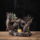 Exquisite Retro Resin Crafts Ornaments Ash Catcher Dragon Backflow Incense Burner Holder Home Furnishing Nordic Christmas As Gift Aromatherapy
