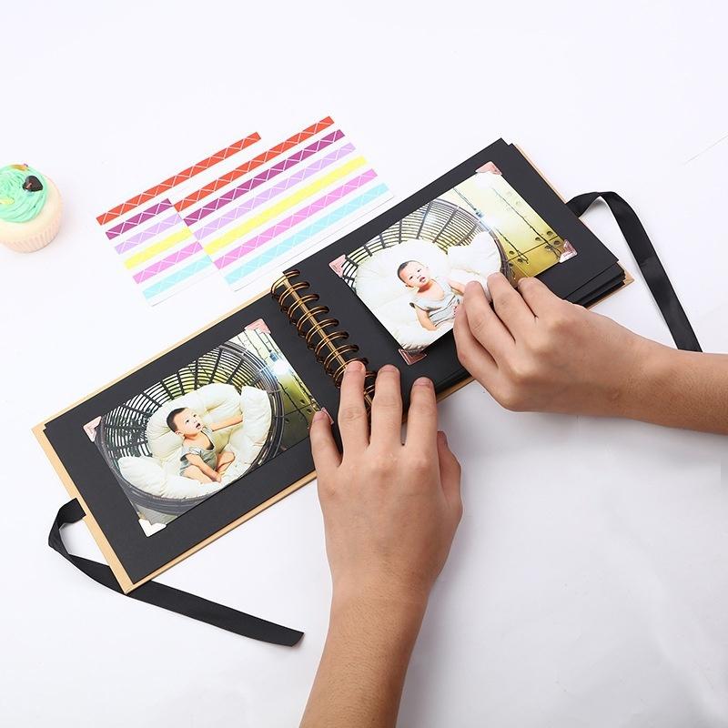 2021 New Photo Album Scrapbook for Photoalbum Craft Paper DIY Scrapbooking Wedding Photo Album Brown &amp; Black [<lun>]