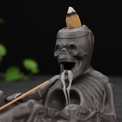 Halloween Skull and Black Dragon Backflow Incense Burners,Ceramic Home Decor  Handmade Gifts [<lun>]