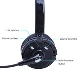 Bluetooth Headset with Microphone, Over-The-Head Wireless Stereo Headphones (Music Streaming, Hands-Free In Car, Up To 12 Hours, Noise Cancelling) for Truck Drivers and Telephone Operator (Black) [&lt;lun&gt;]