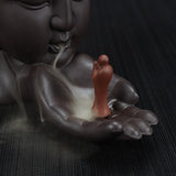 Ceramic Waterfall Backflow Incense Burner Incenser Holder Home Decor Aromatherapy Ornament+ 20 Cone Incense Free (Brown Black) [&lt;lun&gt;]