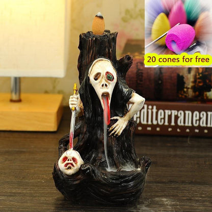 Halloween Skull and Black Dragon Backflow Incense Burners,Ceramic Home Decor  Handmade Gifts [<lun>]