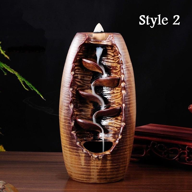 60 Backflow incense cones Retro Handmade Porcelain Ceramic Backflow Incense Burner Buddhist Decoration Home Aromatherapy