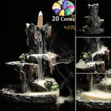 Handmade Ceramic Backflow Incense Holder Waterfall Incense Burner, Aromatherapy Ornament Home Decor Meditation Yoga +  20 Backflow Incense Cones [&lt;lun&gt;]