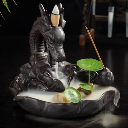 Exquisite Retro Handmade Ceramic Backflow Incense Burner Home Decor Incense Holder Buddhist Crafts +20 Incense Cones
