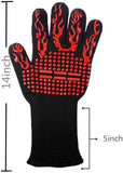 BBQ Grill Gloves, 1472°F Extreme Heat Resistant Oven Mitts, Silicone Non-Slip Kitchen Cooking Gloves for Barbecue, Cooking, Baking, Grilling,(Color: red)