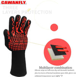 BBQ Grill Gloves, 1472°F Extreme Heat Resistant Oven Mitts, Silicone Non-Slip Kitchen Cooking Gloves for Barbecue, Cooking, Baking, Grilling,(Color: red)