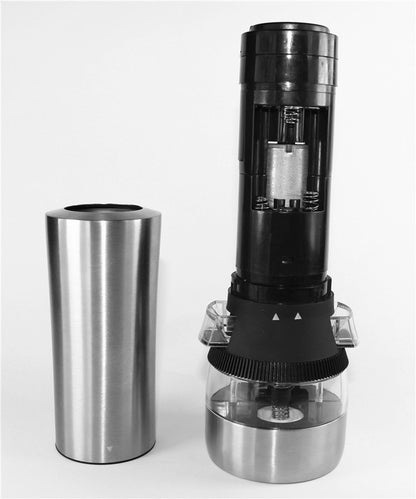 2021 New Stainless Steel Acrylic 2 in 1 Electric Seasoning Salt Pepper Grinder Muller Tool Silver [<lun>]