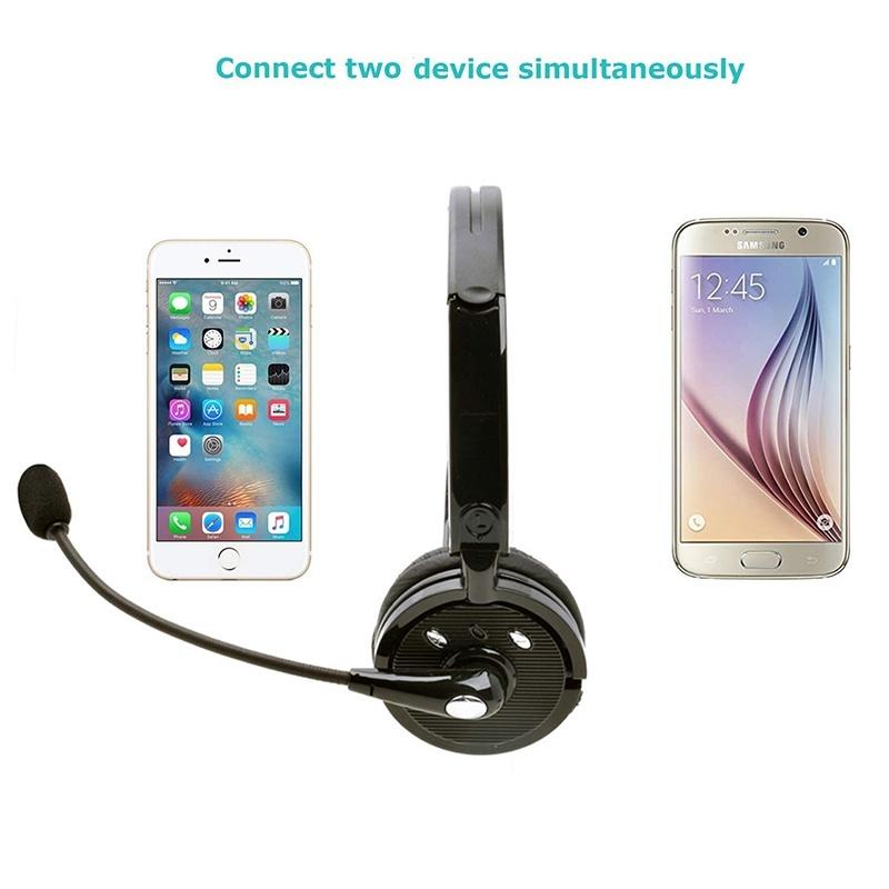 Trucker Headset with Microphone, Over-The-Head Wireless Stereo Headphones (Music Streaming, Hands-Free In Car, Up To 12 Hours, Noise Cancelling) for Truck Drivers and Telephone Operator (Black)
