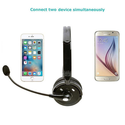Trucker Headset with Microphone, Over-The-Head Wireless Stereo Headphones (Music Streaming, Hands-Free In Car, Up To 12 Hours, Noise Cancelling) for Truck Drivers and Telephone Operator (Black)