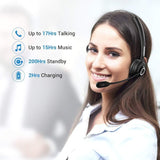 Bluetooth Headset, Trucker Bluetooth Headset, V5.0 Handsfree Wireless Phone Headset with Charging Station, Noice Cancelling, Bluetooth Headset with Microphone, Suitable for Call Center Office Phone