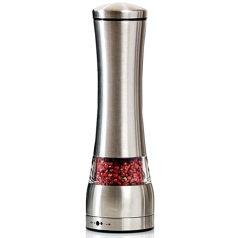 Manual Pepper Grinder or Salt Mill with Adjustable Coarseness,Brushed Stainless Steel Pepper Mill Shaker with Ceramic Blades for Professional Chef