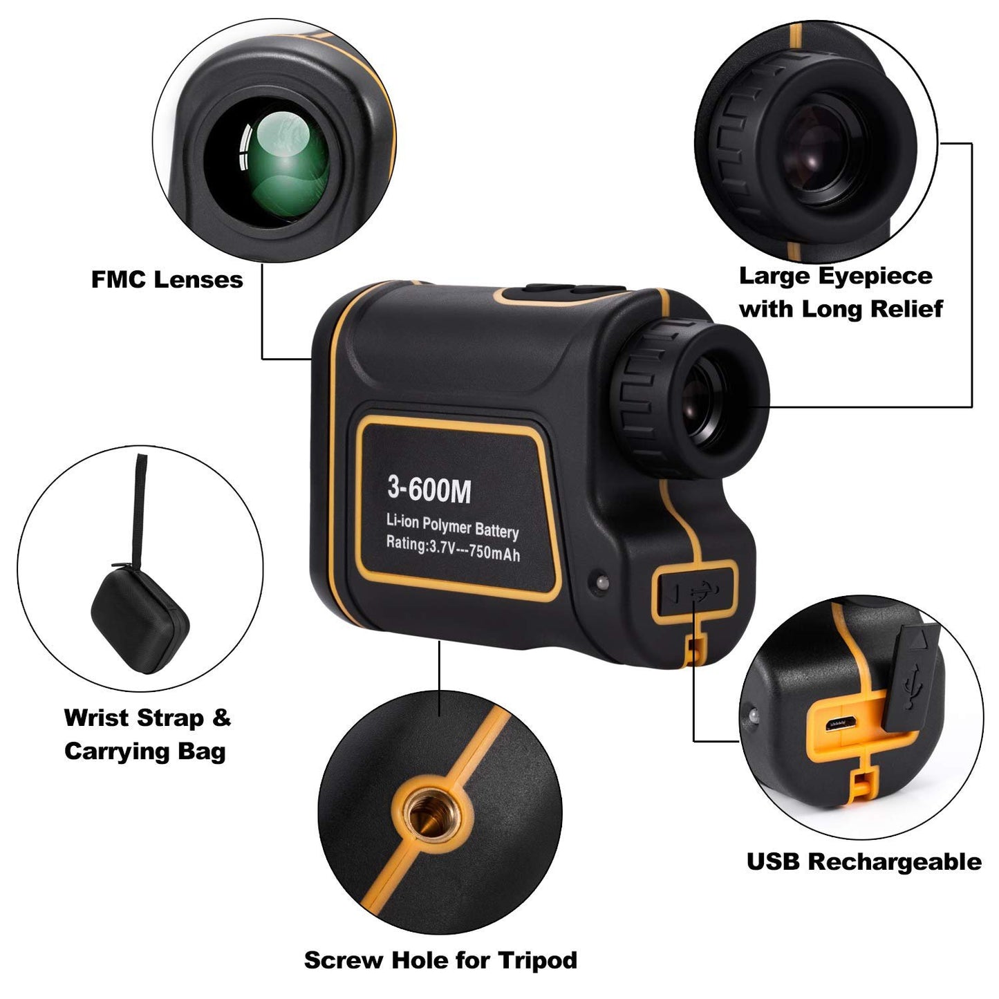 Golf Hunting Laser Range Finder Tape Measure Roulette Sports Golf Laser Distance Meter Telescope Distance Handheld Monocular Meter Rangefinder [<lun>]