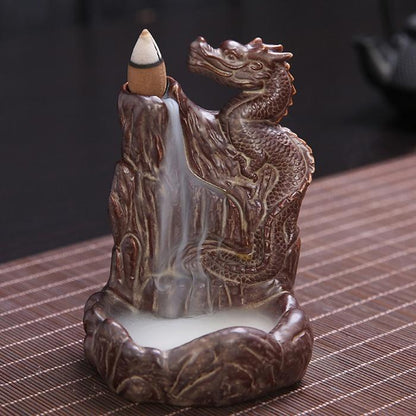 Various Ceramic Chinese dragon Backflow Incense cone burner,Chinese traditional  Handmade Beautiful Scene Ceramic Home Decor gifts [<lun>]