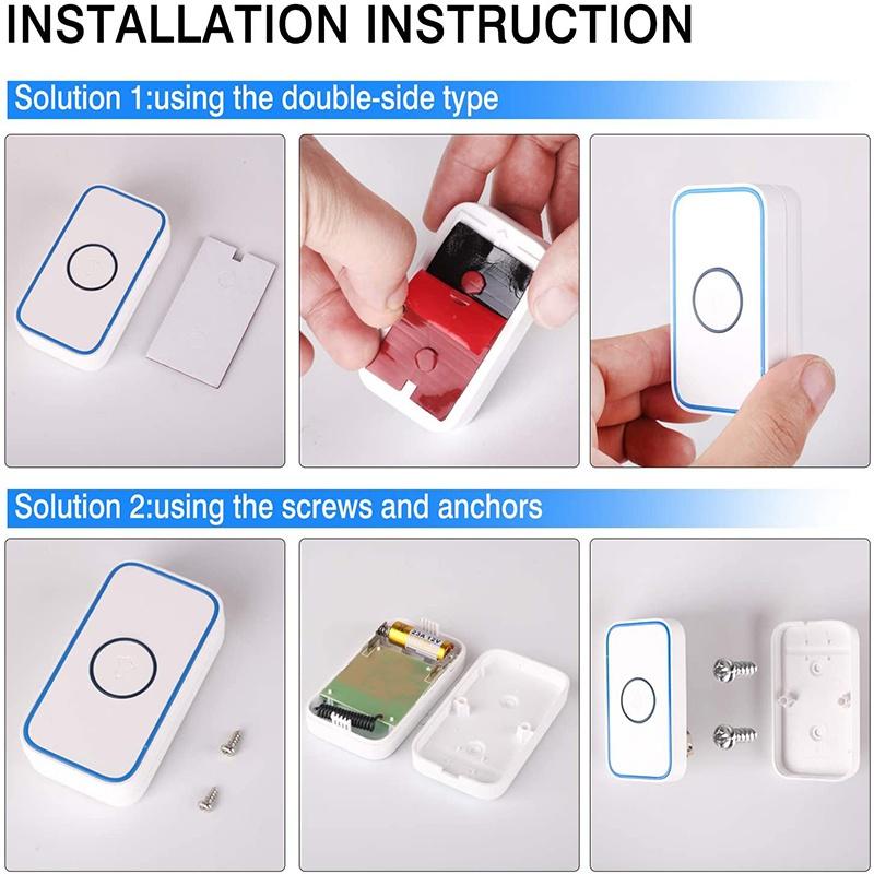 Latest Wireless Doorbell with 2 Receivers, IP55 Waterproof Doorbell, 1500 Feet Range, 5 Volume Levels, 60 Chimes &amp; LED Flash