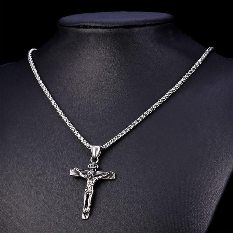 NEW Vintage Brother 18K Alloy Cross Necklace Men's Catholic Jesus Pendant + Necklace [<lun>]
