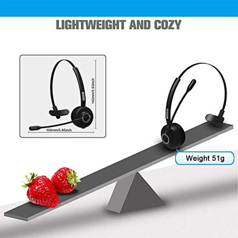 Trucker Bluetooth Headset with Charging Dock,On-Ear Office Wireless Headset with Noise Cancelling Microphone for Call Center,Mobile Phones, Laptop,Skype,VoIP,Truck Drivers,Supports Music