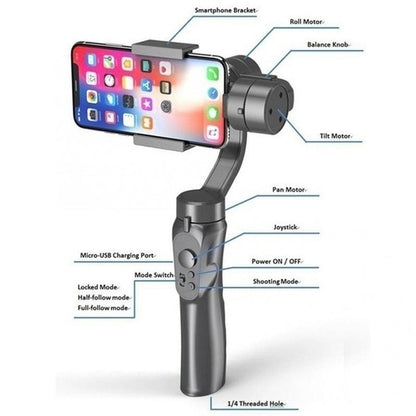 H4 Handheld Gimbal Stabilizer, 3-Axis Motorized Stabilizer with Sport Inception Mode Face Object Tracking, Universal 360 Degree Handheld Anti-shaking Outdoor Live Broadcast Phone Gimbal Stabilizer Stabilizer for Vlog Youtuber Live Video Record
