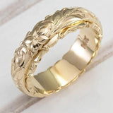 14K Gold Ring for Women Hang Engraved Flower Ring Anniversary Gifts Bride Wedding Engagement Rings (Size 5/6/7/8/9/10/11)