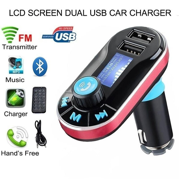 Bluetooth FM Transmitter, Wireless Radio Adapter Hands-Free Car Kit wit Dual USB Ports,TF Card Mp3 Player