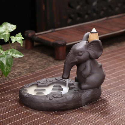 Characteristic Chinese style Handmade Ceramic Backflow Incense Holder Waterfall Incense Burner, Aromatherapy Ornament Home Decor Meditation Yoga +  20 Backflow Incense Cones [<lun>]