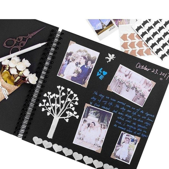 New Black Pages Handmade Family Scrapbook Wedding Photo Album Retro Album Anniversary Scrapbook