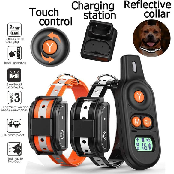 Dog Training Collar, (1 Or 2 Pack) 2019 Updated 3 Channels Shock Collar for Dogs with 2600ft Remote, Beep Vibration Shock 3 Modes Fully Waterproof Dog Shock Collar for Small/Medium/Large Dogs