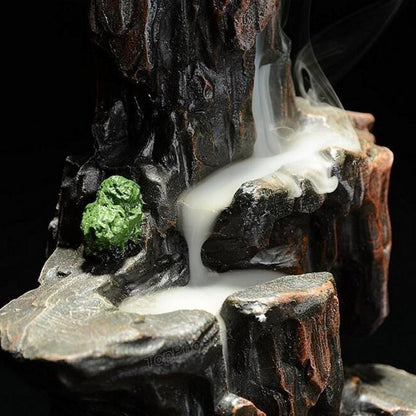 Handmade Ceramic Backflow Incense Holder Waterfall Incense Burner, Aromatherapy Ornament Home Decor Meditation Yoga +  20 Backflow Incense Cones [<lun>]