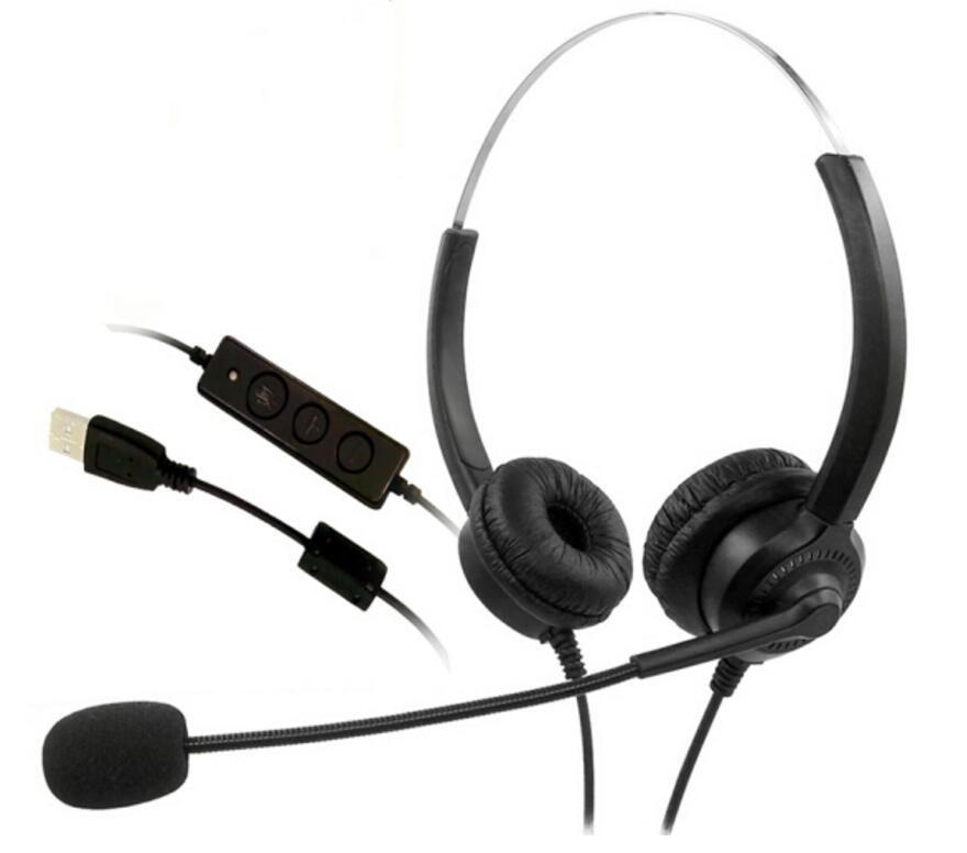 USB Headset with Microphone Double Sided for Business Skype Work from Home Call Center Office Video Conference Computer Laptop PC VOIP Softphone Telephone Noise Cancellating Headset Headphone