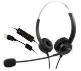 USB Headset with Microphone Double Sided for Business Skype Work from Home Call Center Office Video Conference Computer Laptop PC VOIP Softphone Telephone Noise Cancellating Headset Headphone