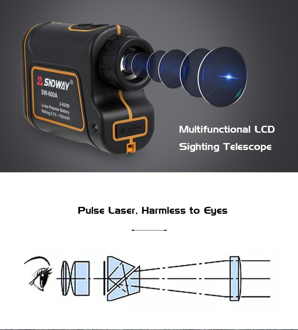 Golf Range Finder 656Yards, 7X Rangefinder with Flag Pole Lock Range Speed Scan Mode for Hunting Golf Course Hiking Climbing, Compact Laser Rangefinder Easy to Use for Outdoor
