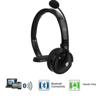 Upgraded Professional Bluetooth Headset BTH-068 Wireless Headphone Black Headband UP To 12 Hours Hands Free For Drivers (Color: Black) [<lun>]