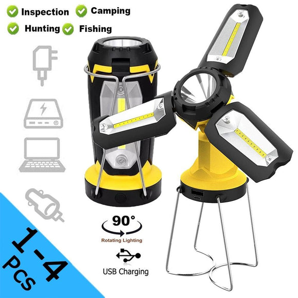 Rechargeable LED Camping Lantern, Portable Tent LED Lights Flashlights by USB Charging for Phone Charging,Emergency,Hurricane,Fishing and More（1-4 pack）