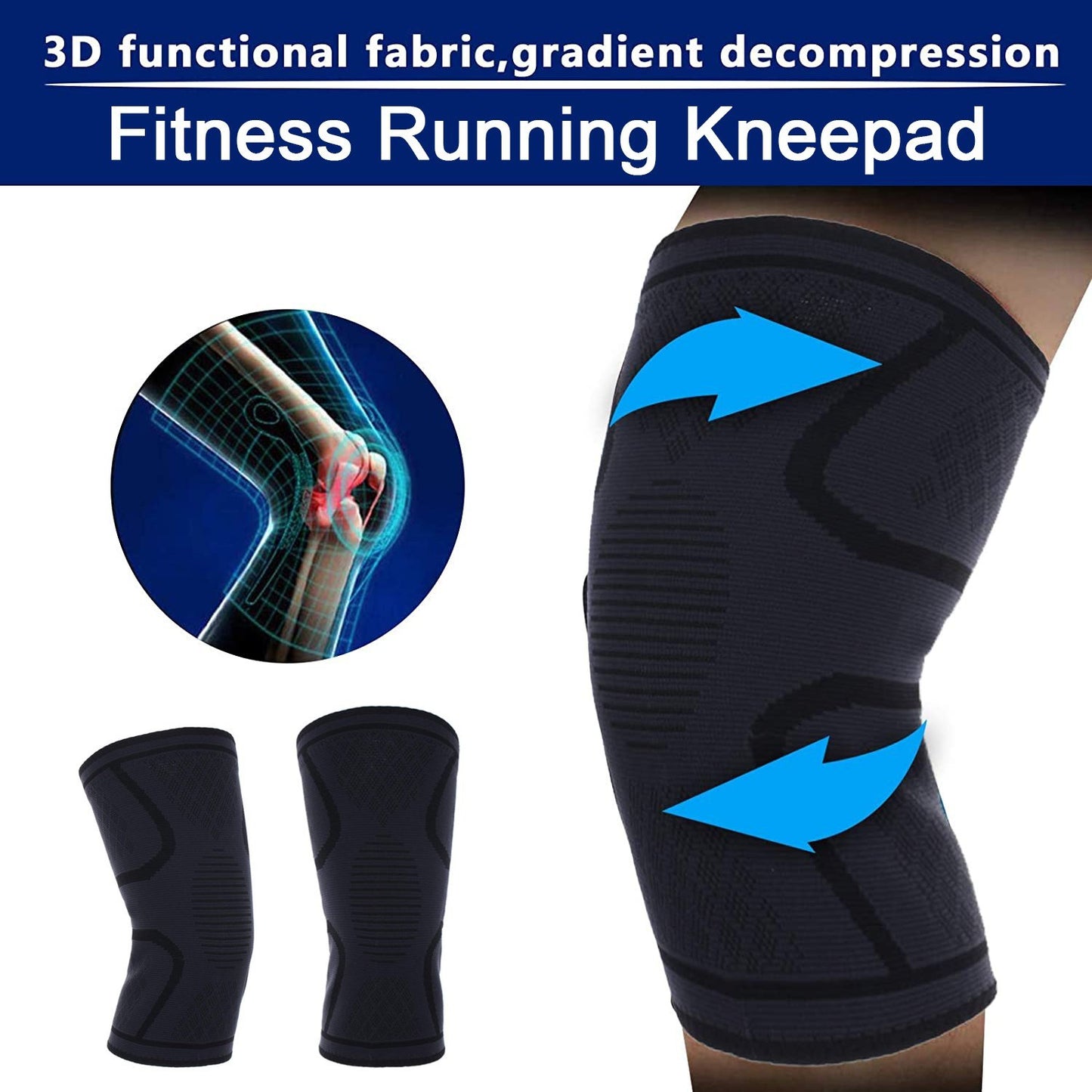 Fitness Running Cycling Knee Support Braces Elastic Nylon Sport Compression Knee Pad Sleeve for Basketball Volleyball [<lun>]