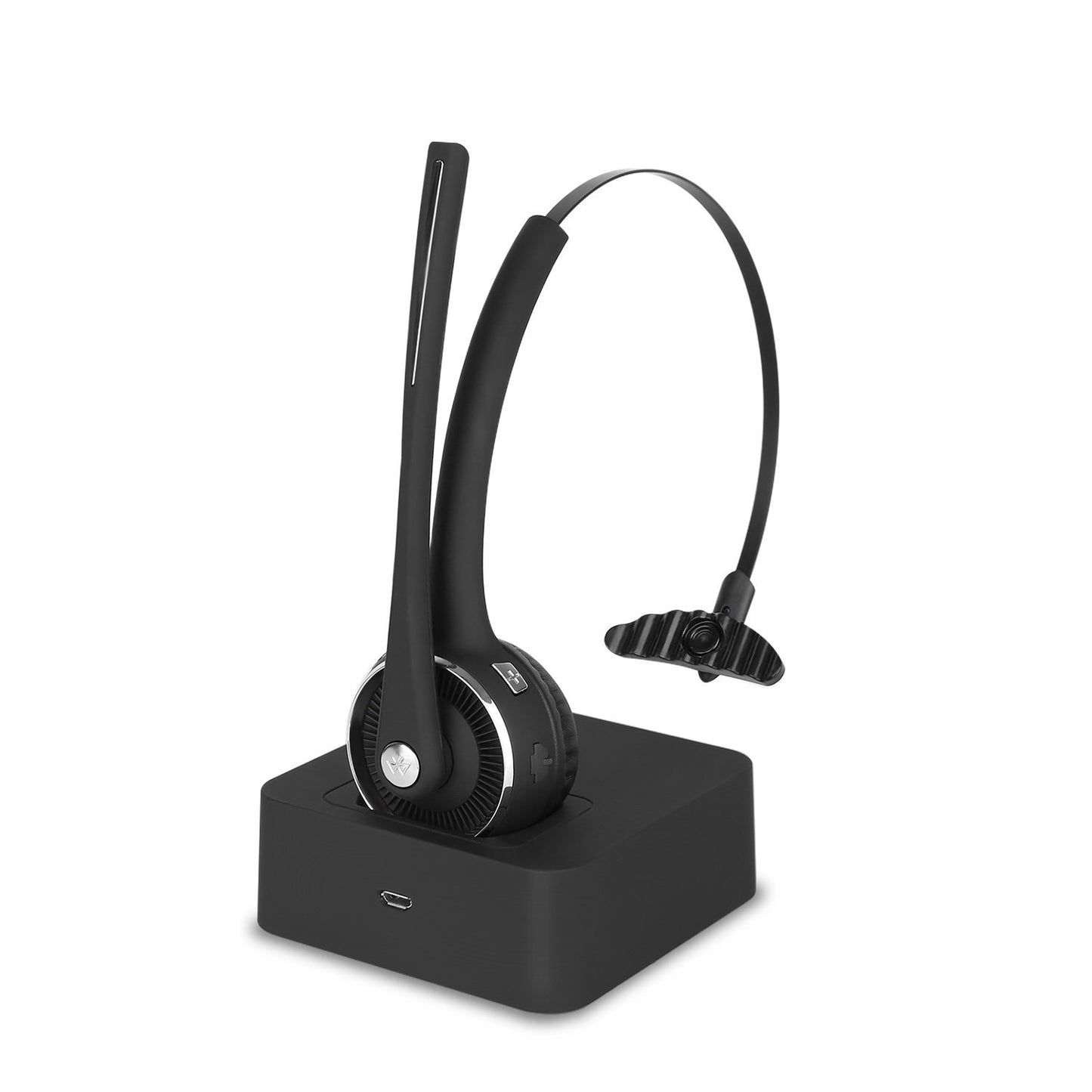 2021 Pro Trucker Bluetooth Headset/Office Wireless Headset, Bluetooth Earpiece Noise Cancelling Headphones with Microphone,Charging Dock,Mute Function for Car Call Center iPhone Android Cell Phones [<lun>]