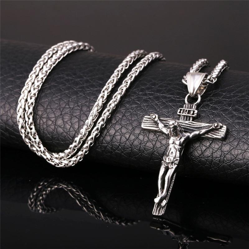 NEW Vintage Brother 18K Alloy Cross Necklace Men's Catholic Jesus Pendant + Necklace [<lun>]