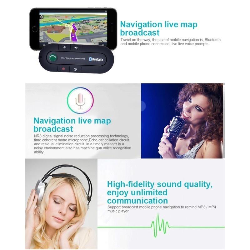 3 Color Bluetooth V4.1 Handsfree Speaker Phone + Charger Car Kit for Mobile Phone [<lun>]