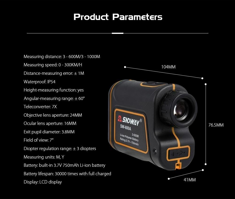 Golf Range Finder 656Yards, 7X Rangefinder with Flag Pole Lock Range Speed Scan Mode for Hunting Golf Course Hiking Climbing, Compact Laser Rangefinder Easy to Use for Outdoor