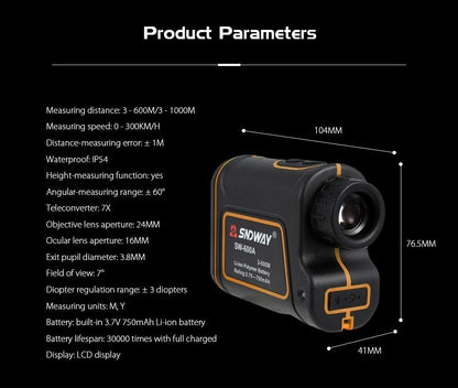 Golf Range Finder 656Yards, 7X Rangefinder with Flag Pole Lock Range Speed Scan Mode for Hunting Golf Course Hiking Climbing, Compact Laser Rangefinder Easy to Use for Outdoor