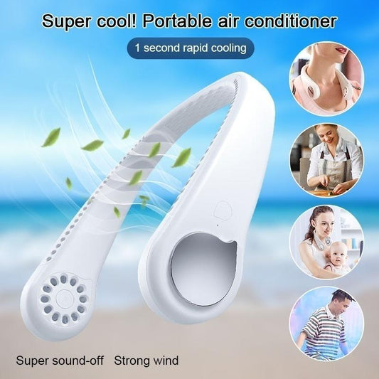 Neck Fan,Upgraded Bladeless Hands Free Portable Neck Fan - Rechargeable Mini USB Personal Fan，Headphone Design Wearable Neckband Fan，Bladeless Safety Design，3 Level Air Flow,Sports Office Outdoor