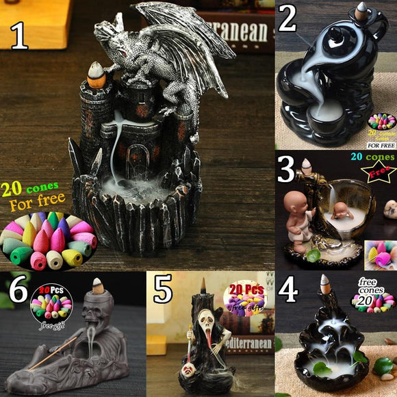 New Retro Resin Crafts Ornaments Ash Catcher Dragon Backflow Incense Burner Holder Home Furnishing Nordic Christmas As Gift Aromatherapy