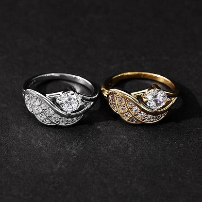 New Exquisite 18K Gold White Sapphire Angel Charming Diamond Princess Ring Romantic Bride Proposal Eternity Ring Anniversary Christmas Gift for Girlfriend Mother's Day Gift Jewelry Size 5-11E [<lun>]